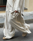 Pantalon large rayé — Crème