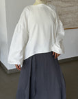 Blouse à col courbé — Blanc