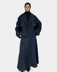 Trench court en denim — Bleu