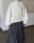 Blouse à col courbé — Blanc