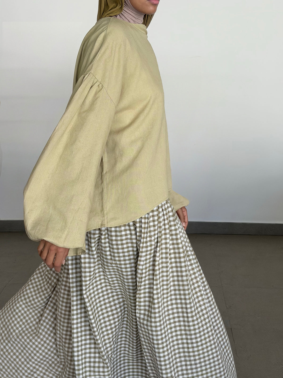 Blouse à col courbé — Vert
