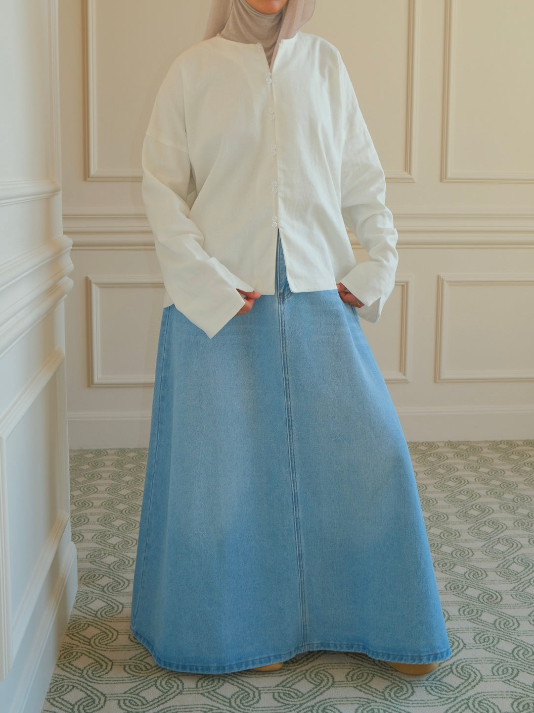 Blouse en lin boutonnée — Blanc