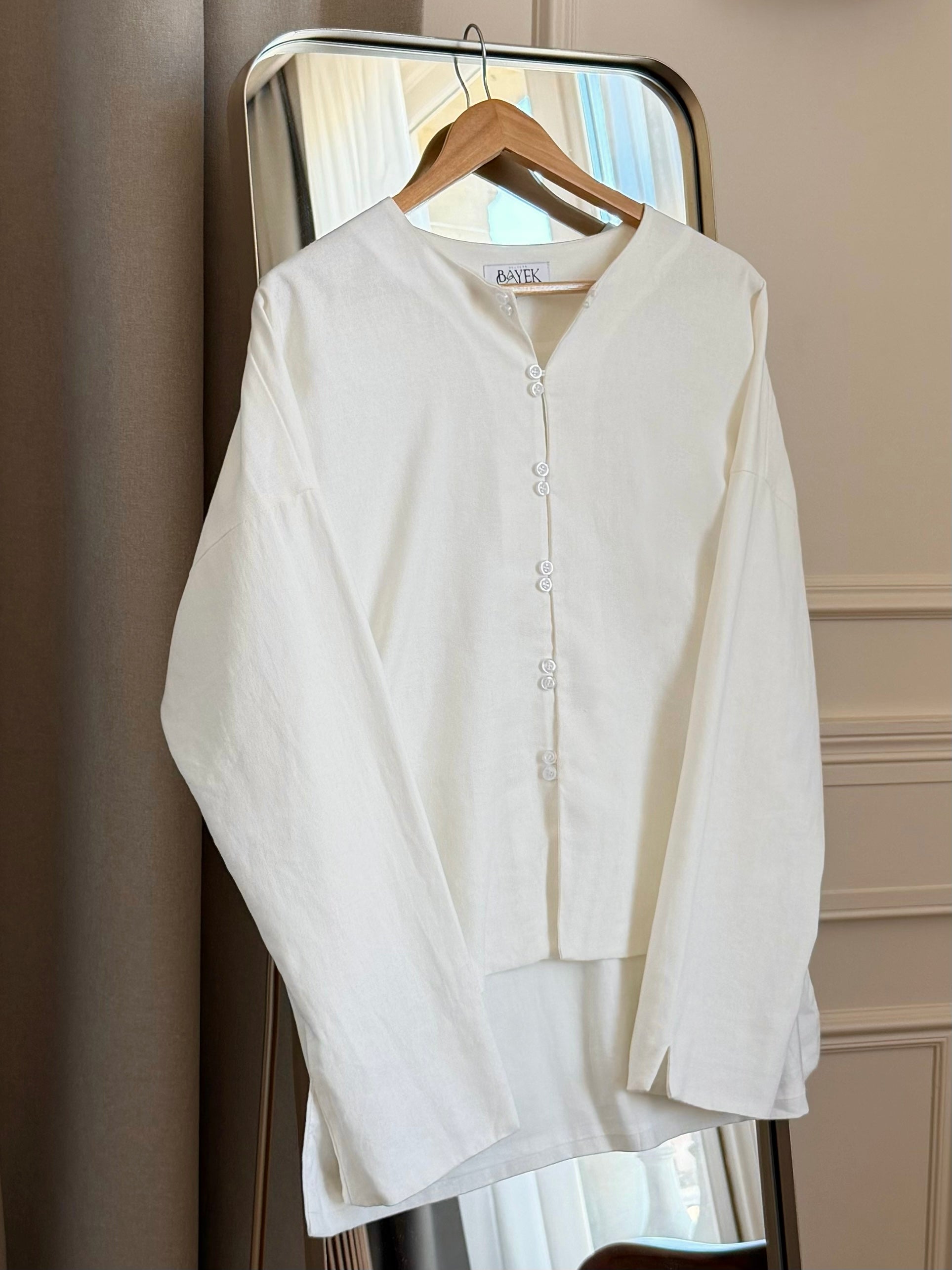 Blouse en lin boutonnée — Blanc