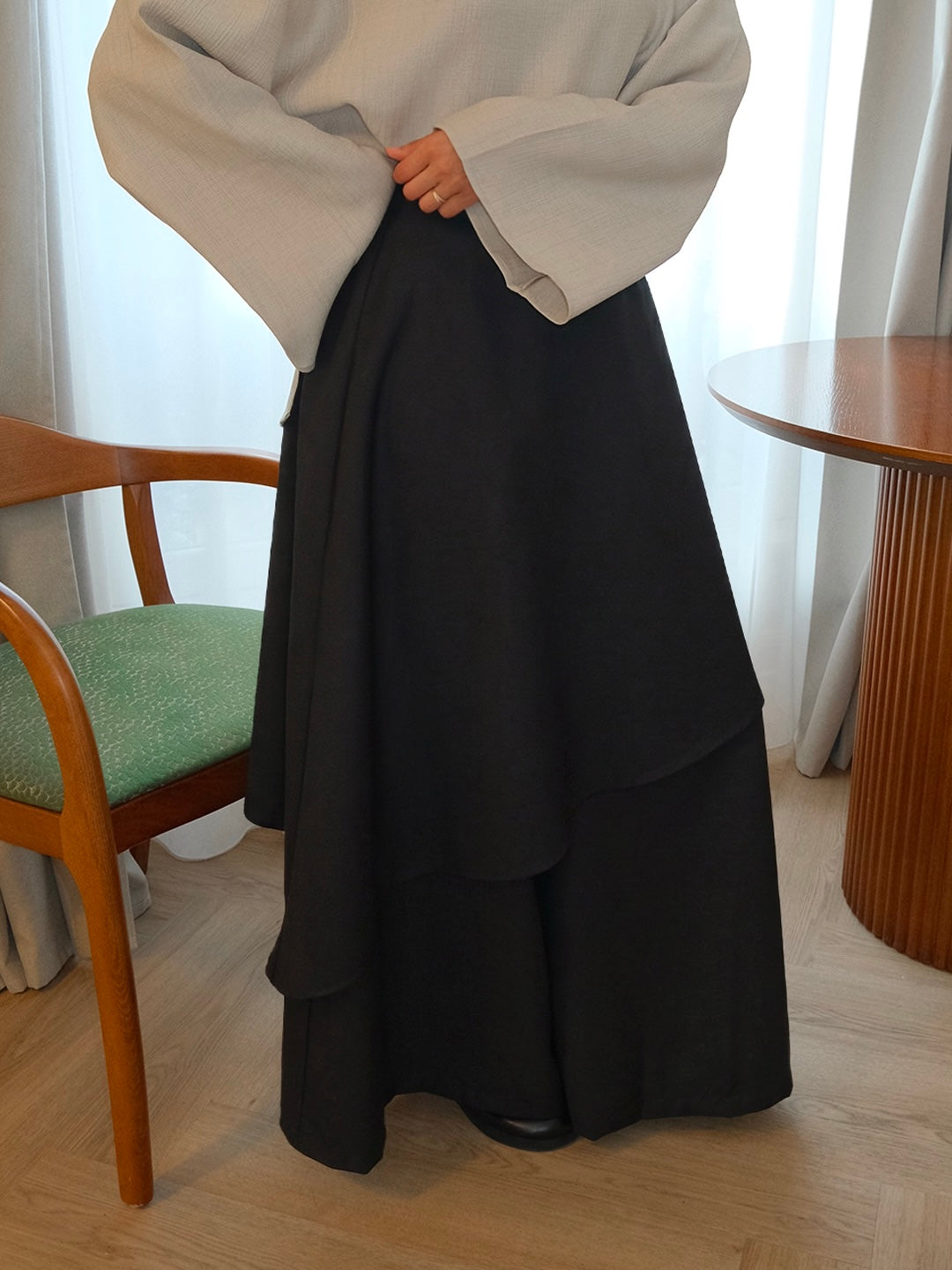Jupe midi asymétrique — Noir