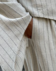 Pantalon large rayé — Crème