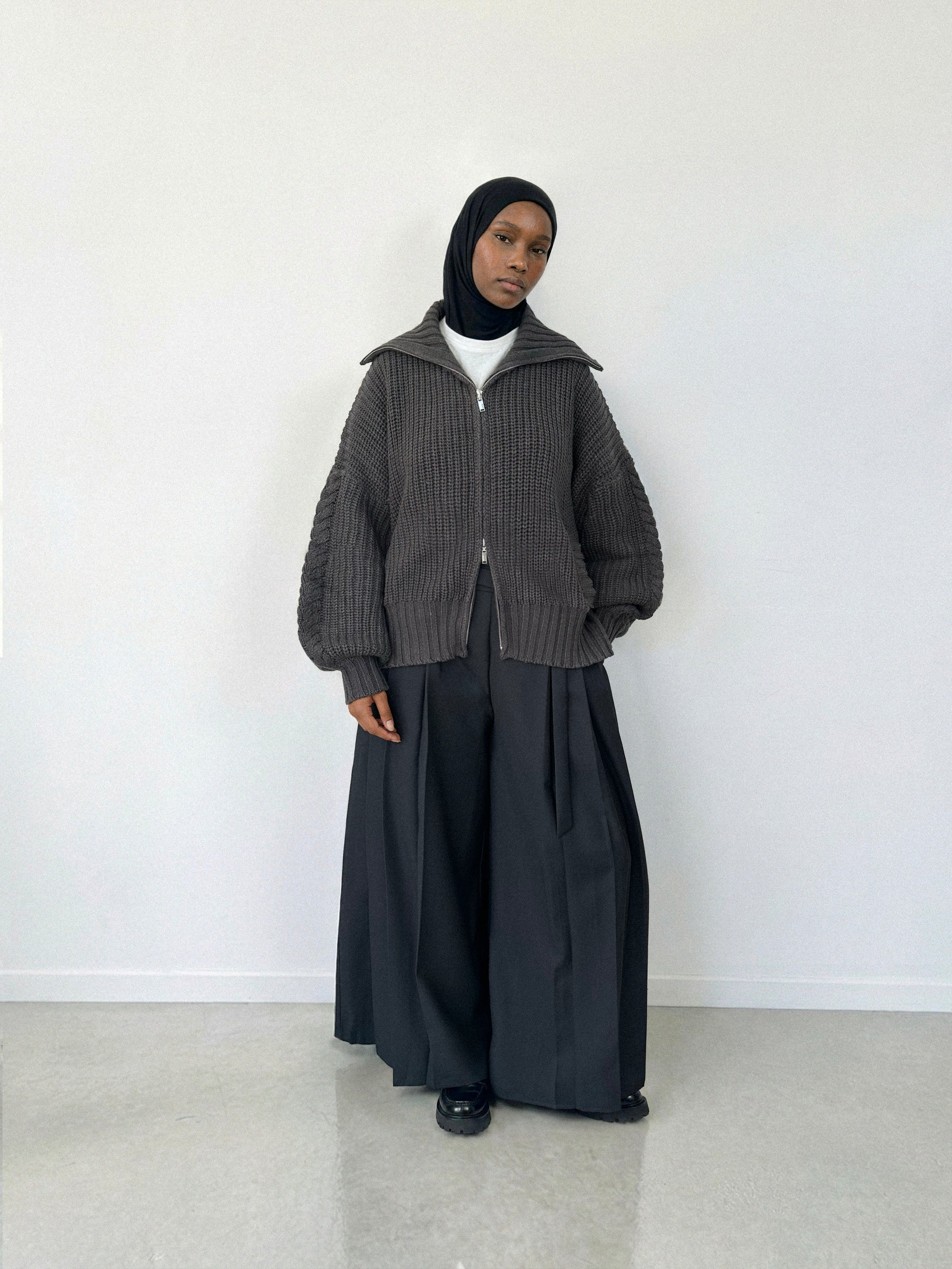 Gilet à double zip — Gris