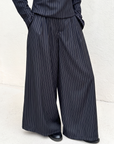 Pantalon rayé — Bleu nuit