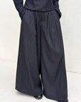 Pantalon rayé — Bleu nuit