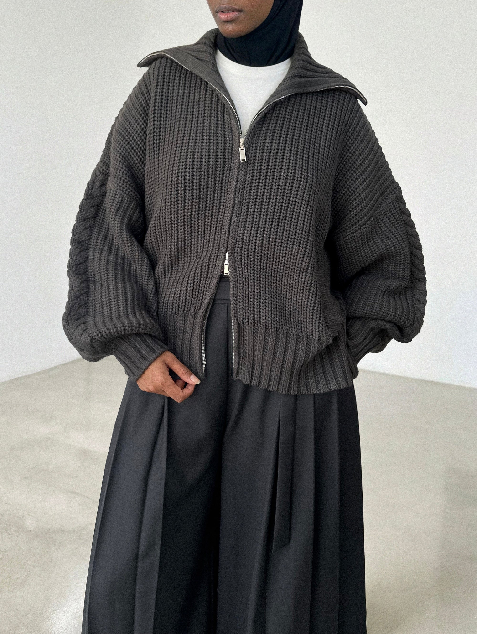 Gilet à double zip — Gris