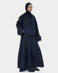 Trench court en denim — Bleu