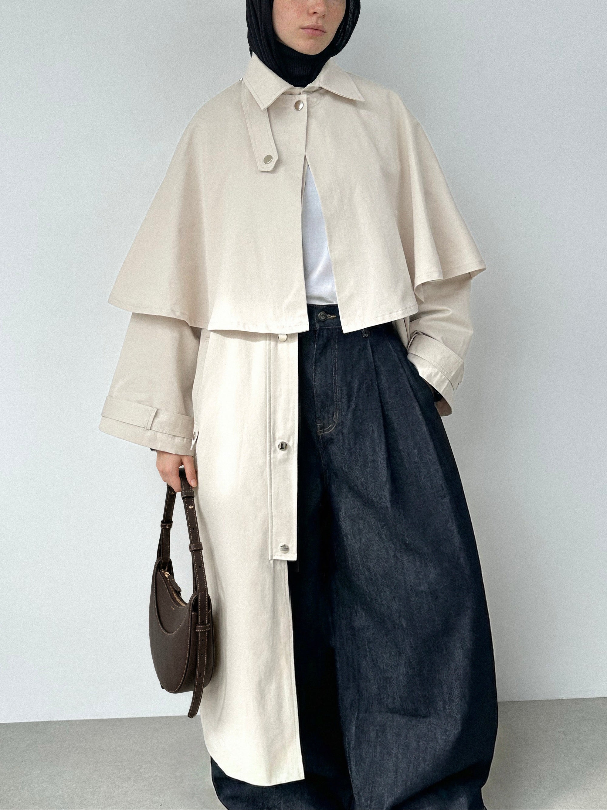 Trench coat avec cape — Crème
