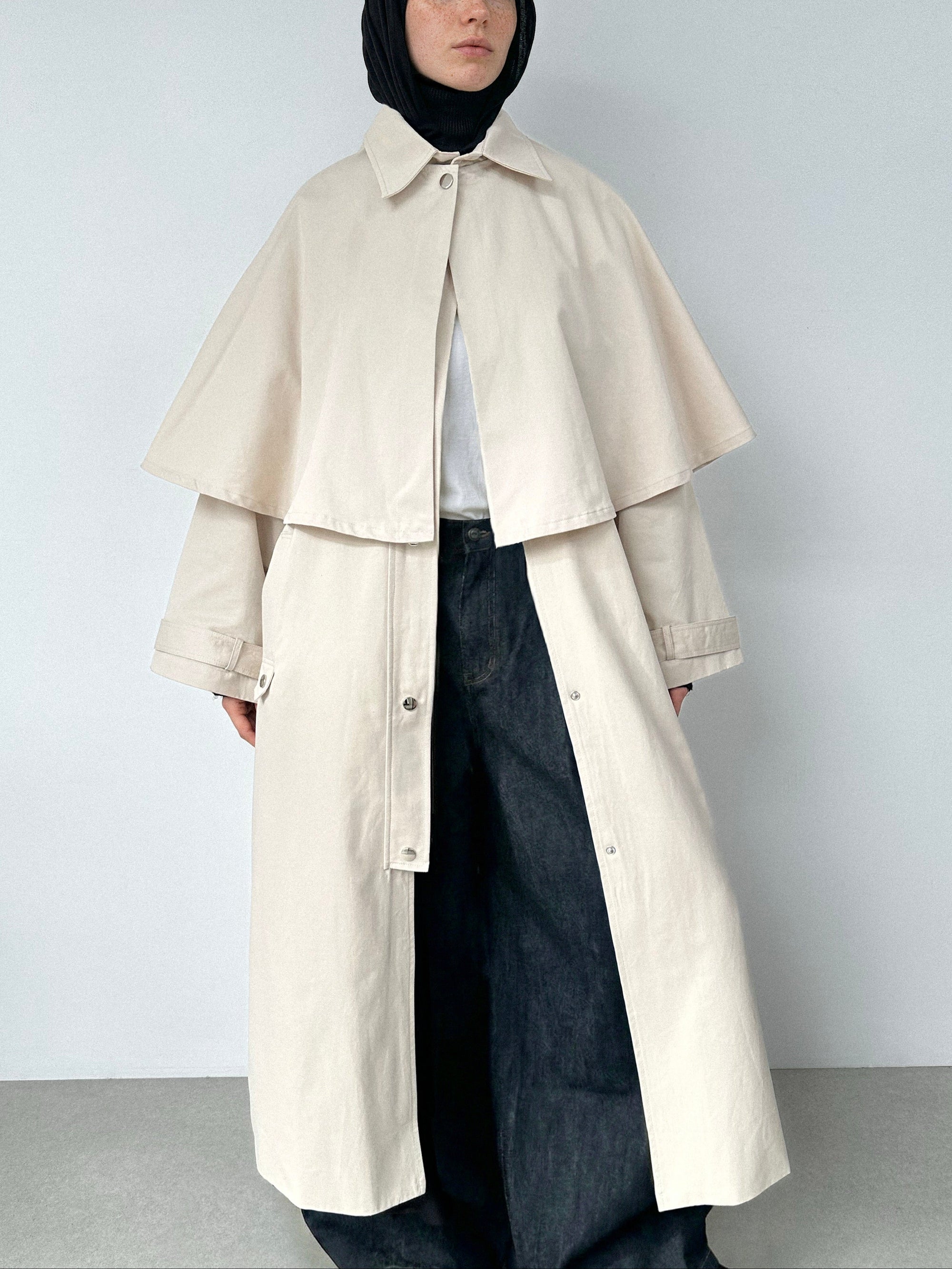 Trench coat avec cape — Crème
